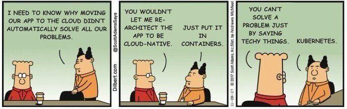 Dilbert cartoon strip about containers